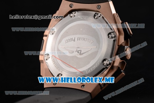 Audemars Piguet Concept Miyota Quartz Rose Gold Case with Skeleton Dial and Grey Rubber Strap Stick/Arabic Numeral Markers (EF) - Click Image to Close